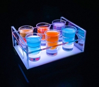 Plateau de verre à liqueur LED rechargeable, support de service en acrylique coloré, présentoir pour bar, seaux à glace, bacs à boissons