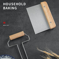 Coupe-pâte en acier inoxydable et en bois, outil de pâtisserie de haute qualité, grattoir à crème pour gâteau, grattoir à pâte en plastique