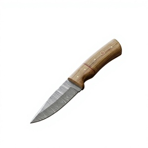Couteau à lame fixe Drop Point en acier Damas avec manche en bois Pakka bleu, facile à transporter, personnalisable pour la chasse, le camping et la survie - Product Image 2