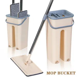 플랫 Mops 청소 바닥 짜기 디자인 자체 세척 걸레 버킷 Tiktok 뜨거운 판매 집 청소 도구