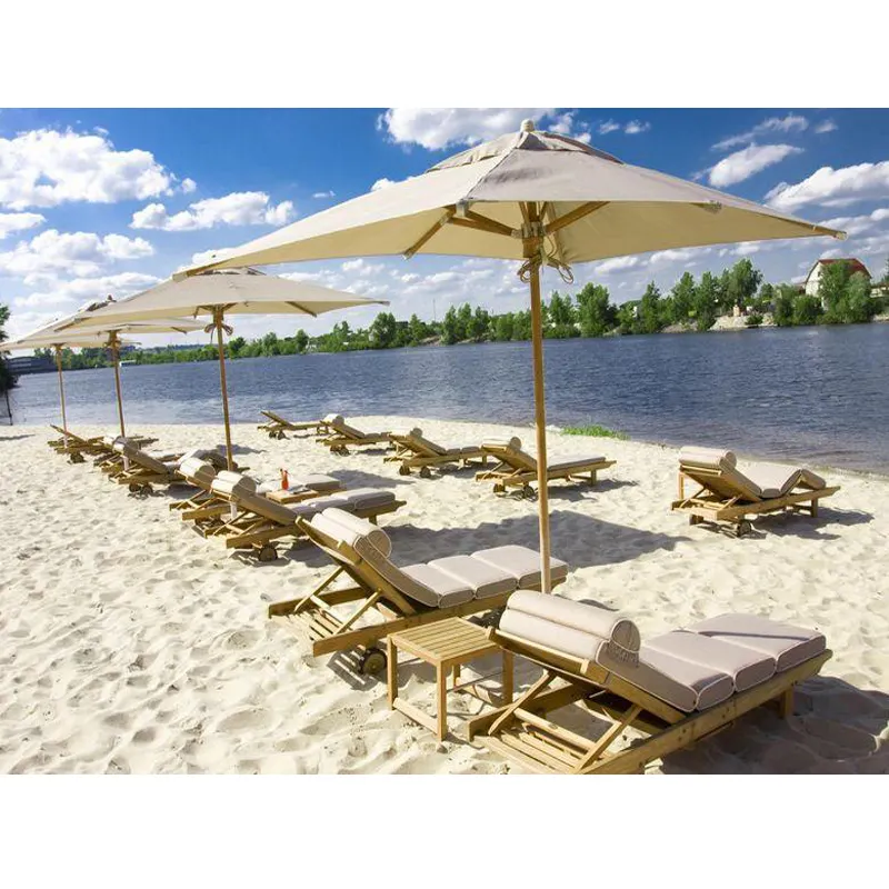 Sombrilla de playa de madera de lujo para tienda de café al aire libre