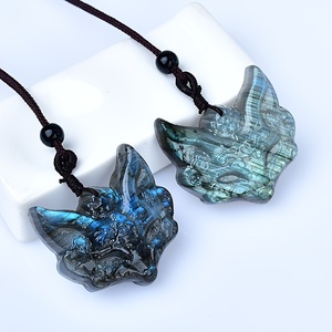 Collier pendentif masque de renard en labradorite de haute qualité Crystalhola, gravé par impression numérique, 2,7 cm, tendance mode bohème, vente en gros - Product Image 4