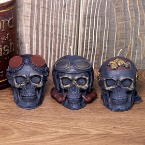 Moule à bougie en silicone Crâne Mécanique, Moule à savon en résine Crâne avec Casque Étoile à Cinq Branches pour la Fabrication de Bougies, Halloween et la Décoration Artistique - Product Image 3