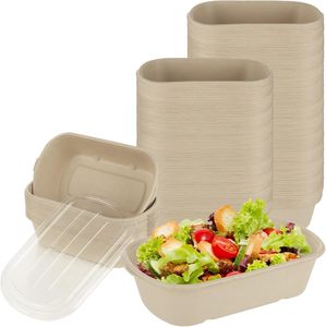 Venta al por mayor de fábrica: Contenedor de comida desechable biodegradable y compostable de bagazo de caña de azúcar con tapa para agentes de compras - Product Image 1
