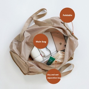 Sac de voyage de week-end écologique grande capacité, logo personnalisé, imperméable, sac de yoga pliable pour femmes - Product Image 4