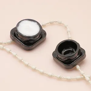 Small Square Jar 5ml Black Glass Jar With Child Resistant Lid Cosmetic Eye Cream Glass Bottle