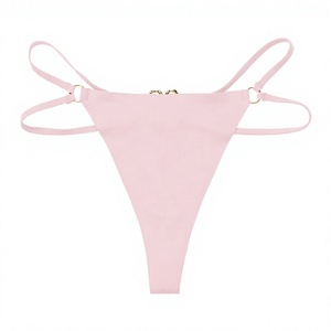 Culotte string sexy pour femme avec anneau cœur, double bretelles, taille basse, coupe haute, sans couture, couleur unie, lingerie féminine, vente en gros - Product Image 6