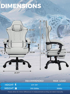 Chaise de jeu ergonomique inclinable personnalisée Anji, échantillon gratuit, chaise de jeu <span class=keywords><strong>PC</strong></span>, chaise de jeu avec haut-parleurs et massage - Product Image 2