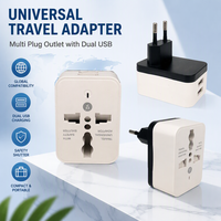 Adaptateur de voyage multiprise électrique CEE 7/16 européen avec 2 ports USB (DC 5V 1A) 10A 2 prises non-terré