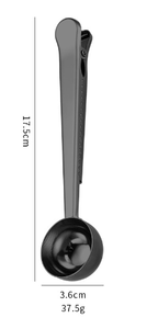 Cuillère doseuse multifonction écologique en acier inoxydable de qualité alimentaire, design classique, noire, avec pince à sac, 15 ml pour café - Product Image 3