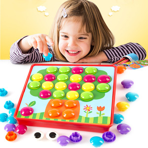 Préscolaire apprentissage jouets éducatifs pour enfants couleur correspondant mosaïque Pegboard activité ensemble champignon ongle jouet bouton Art - Product Image 5
