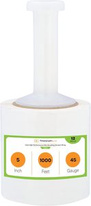 12 Rolls Mini Stretch Wrap with <b>Plastic</b> Handle, 5 Inch x 1000 Ft, 45 Gauge Industrial Strength Clear Stretch Film - Product Image 4