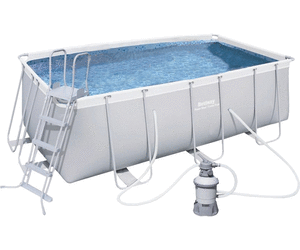 <span class=keywords><strong>Piscina</strong></span> de PVC con marco de acero <span class=keywords><strong>rectangular</strong></span>, alberca con bomba de filtro de arena - Product Image 2