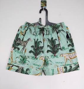 Cotton Printed Breathable Eco-Friendly Pajama Shorts Handmade Bohemian Design with <b>Drawstring</b> Closure and Pockets - Product Image 1