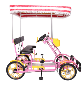 Fun Surrey Bike Tandem <span class=keywords><strong>Bicicleta</strong></span> para la venta Alquiler Fashion Park Seaside Ciclismo Familia Pedal Bike Adulto Pedal Coche Pareja <span class=keywords><strong>4</strong></span> <span class=keywords><strong>Ruedas</strong></span> 24" - Product Image 2