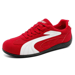 Zapatos Deportivos Casuales para Hombre, con Malla Transpirable, Cierre de Cordones y Punta Cerrada, Superficie de Cuero Sintético Color Rojo, para Entrenamiento y Carreras - Product Image 6