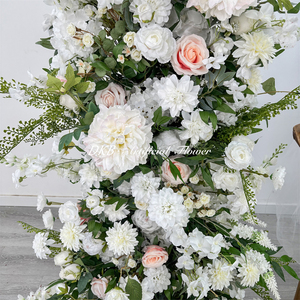 Wholesale DKB Brand 6-7ft Eco-Friendly Durable Artificial Silk White <b>Rose</b> Green Leaf Corner Arch Floral Arrangement Wedding - Product Image 4