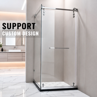Porte de douche moderne sans cadre en verre trempé mat noir de 10 mm, sur mesure, fabrication directe OEM, coulissante et silencieuse