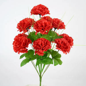 Sevenstar-ramo de flores artificiales de clavel, flores y plantas de 12 cabezas de tela funeraria decorativas, venta al por mayor - Product Image 3