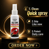 Nettoyant en spray pour caoutchoucs de tennis de table 120ml avec kit éponge – Restaure la tenue et nettoie la surface pour l'entretien à domicile et l'entraînement en club