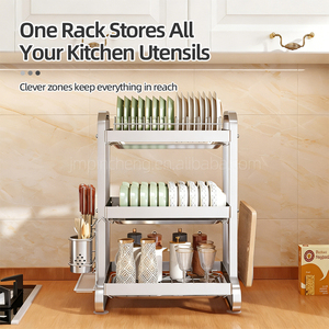 <span class=keywords><strong>Escurridor</strong></span> <span class=keywords><strong>de</strong></span> <span class=keywords><strong>Platos</strong></span> <span class=keywords><strong>de</strong></span> Acero Inoxidable 304 <span class=keywords><strong>de</strong></span> 2/3 Niveles con Bandejas Recolectoras para <span class=keywords><strong>Platos</strong></span>, Tazones y Utensilios - Product Image 2