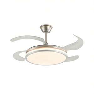 Modern 42 Inch <b>LED</b> Ceiling Fan Light With Retractable Blades DC Motor Remote <b>Control</b> Silent Operation Living Room Flush Mount - Product Image 1