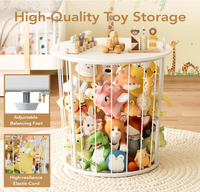 Grande table de rangement pour animaux en peluche, bac de rangement robuste en métal pour jouets d'enfants, support pour animaux de la ferme en peluche, organisateur de jouets en peluche