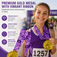 Médaille de récompense d'or 3D personnalisée pour le triathlon marathon en alliage de zinc vierge avec thème sportif Souvenir utilisation argent cuivre laiton