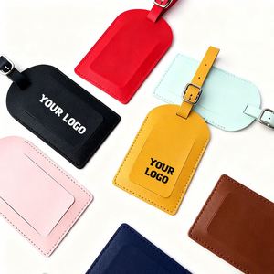Etiquetas de equipaje personalizadas con logo, de cuero PU en blanco, para maletas de viaje, con nombre, para tarjetas de embarque, ideales como regalo. - Product Image 1