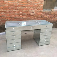 Table de toilette moderne en verre personnalisée avec miroir et grand rangement pour chambre à coucher et salon