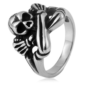 yunnique Men's <b>Titanium</b> Steel <b>Ring</b> Skull Skeleton Design Punk Style Fashion Jewelry Gift - Product Image 1