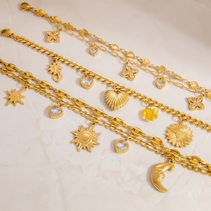 Pulsera de Eslabones de Acero Inoxidable Hecha a Mano con Colgante Individual DIY, Joyería de Oro de 18K, Amuleto de Moda para Aniversario - Product Image 2