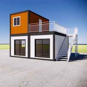 Gran oferta, villa de acero ligero de instalación rápida de 2 pisos, Villa prefabricada personalizada, casa contenedor desmontable para vivir