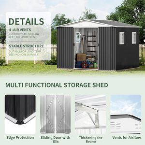 <span class=keywords><strong>Abri</strong></span> <span class=keywords><strong>de</strong></span> <span class=keywords><strong>jardin</strong></span> extérieur 12FTx10FT avec toit en pente gris et 4 fenêtres, exporté <span class=keywords><strong>de</strong></span> Chine - Product Image 5