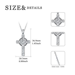 Religiosa, joyería de plata esterlina 925 <span class=keywords><strong>Sideways</strong></span> Cruz colgante nudo celta collar - Product Image 2