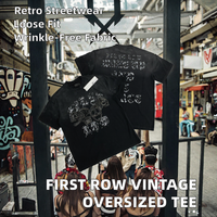 FIRST ROW T-shirt pour homme vintage en maille unie décontracté coupe oversize à manches courtes séchage rapide motif écologique anti-boulochage