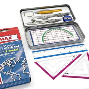 Lot de 9 instruments de géométrie en métal pour étudiants - Fournitures scolaires en gros à prix abordable - Product Image 1