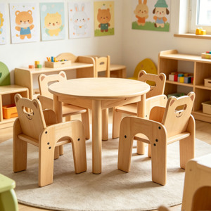Chaise réglable pour enfants en bois de hêtre massif, réglage de la hauteur du siège en 2 positions, design moderne, salle à manger, salon - Product Image 1