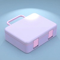Boîte à lunch bento en silicone écologique en gros pour enfants, 5 compartiments, pliable, grande capacité, hermétique, anti-fuite, en plastique, chauffable