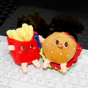 Porte-clés en peluche mignon en forme de <span class=keywords><strong>frites</strong></span>, burger et pain, jouet de machine à griffes, anti-stress, en coton PP lavé, super doux - Product Image 2