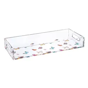 Grosir kustom Lucite Judaica cetakan UV bening akrilik Havdalah Tray