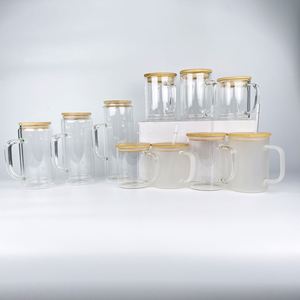 Tasse à café en verre borosilicate transparent givré de 11 oz et 17 oz avec revêtement par sublimation pour impression par transfert thermique - Product Image 3