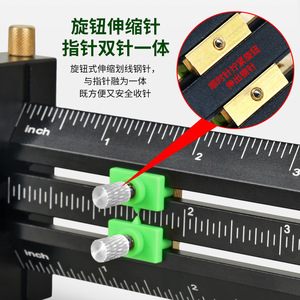 T-Type Double Line Marking Ruler Aluminum Alloy Adjustable Steel Needle Woodworking Straightedge Metric Imperial - Product Image 4
