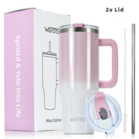Bouteille d'eau isotherme Watersy 40 oz en acier inoxydable 18/8, tasse mug sport isotherme 30 oz arc-en-ciel avec poignée