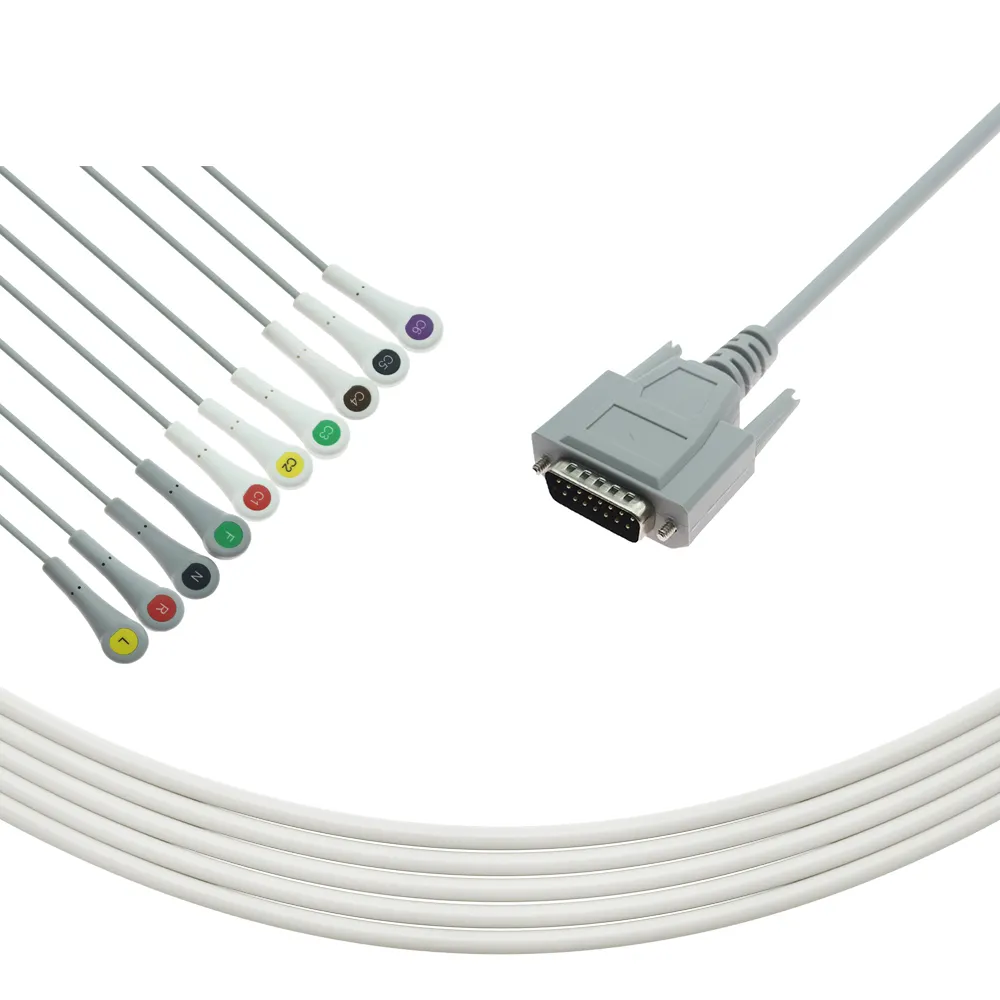 Высококачественный ECG-9130K 10 выводов 15-контактный разъем IEC цельный EKG кабель для мониторинга пациента Nihon Kohden