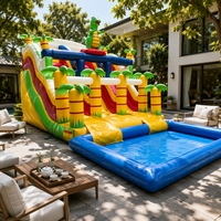 Fabrication de nouveaux toboggans gonflables personnalisés en forme de dinosaure avec piscine à vendre