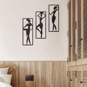 3 Piezas de Arte Mural Abstracto Minimalista Boho Africano <span class=keywords><strong>en</strong></span> Metal Negro, Decoración Geométrica para Pared, Sin Ganchos para Colgar - Product Image 4