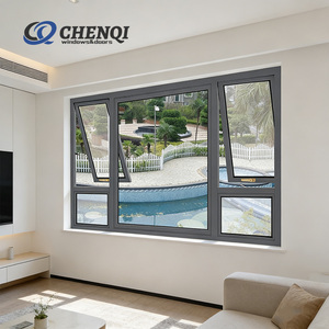Fenêtre à <span class=keywords><strong>double</strong></span> battant en aluminium de style américain, à levage vertical, vente en gros de l'usine ChenQi - Product Image 1