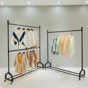 Exhibidor de Ropa de Doble Capa y Doble Poste con Ruedas para <span class=keywords><strong>Tiendas</strong></span> de Ropa, para Niños y Mujeres - Product Image 3