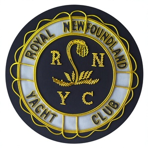 Terre-Neuve Royal BLAZER BADGE brodé à la main 3D en laiton bouton/Badge à coudre magnétique attacher bricolage uniforme disponible carré - Product Image 1